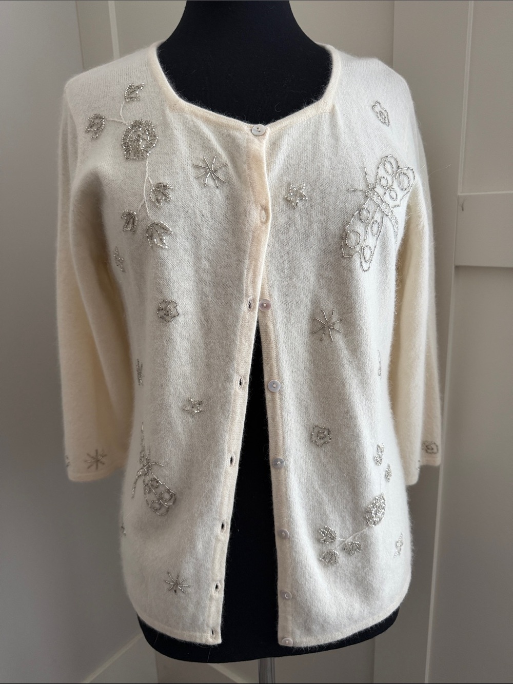 Mendocino Cream Beaded Embellished Women's Cardigan
